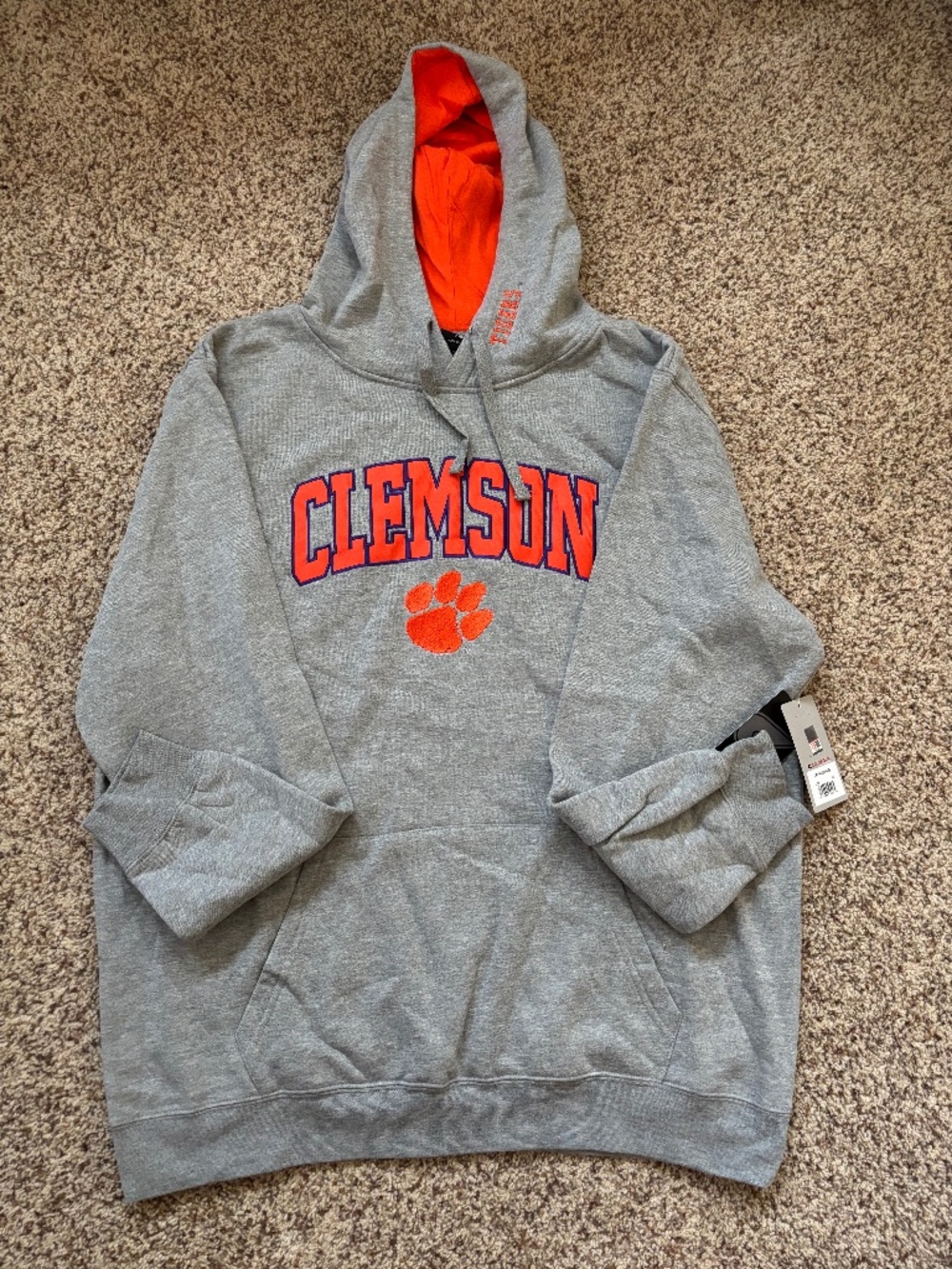 Clemson Tigers Colosseum Mens Grey Heathered Hoodie Sweatshirt XXL New with Tags